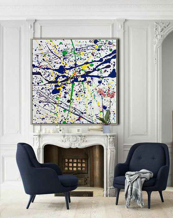 Large Abstract Art,Oversized Contemporary Art,Extra Large Artwork,Blue,White,Yellow,Green.etc